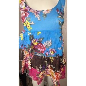 Tasha Polizzi T.P. Saddleblanket Floral Layered Tunic Tank Top Boho M